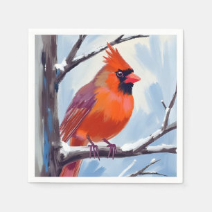 Red Cardinal Winter Watercolor Napkin