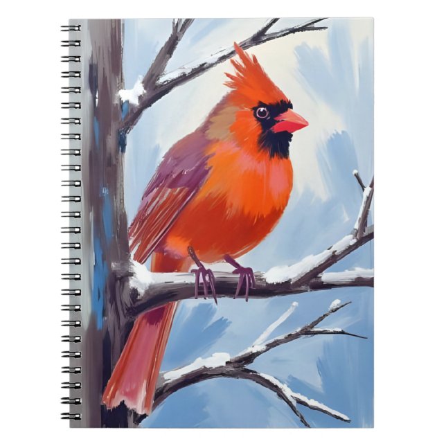 Red Cardinal Winter Watercolor Notebook (Front)