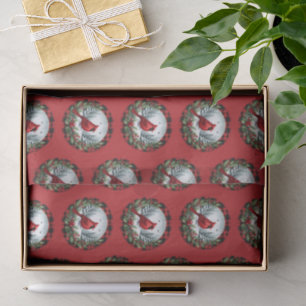 Red Cardinal with Holly Berries Tissue Paper