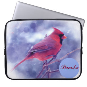 Red Cardinal with Name Laptop Sleeve