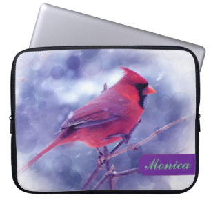Red Cardinal with Name Laptop Sleeve