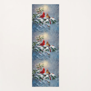Red Cardinals and Holly in Snow Yoga Mat