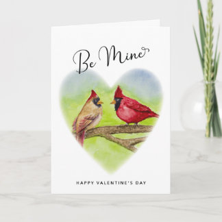 Red Cardinals Be Mine Couples Valentine's Day Card