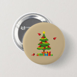 Red Cardinals - Christmas Merrier Spent Together 6 Cm Round Badge