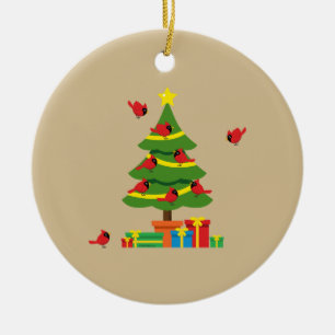 Red Cardinals - Christmas Merrier Spent Together Ceramic Ornament