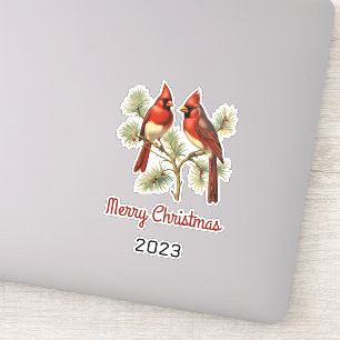Red Cardinals Couple Merry Christmas Holiday
