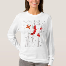 Red Cardinals in White Birch Trees Winter Scene