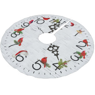 Red Cardinals On Birch Design Brushed Polyester Tree Skirt