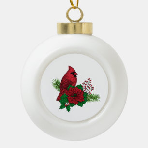 Red Cardinals on Christmas decoration