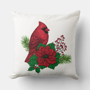 Red Cardinals on Christmas decoration Cushion