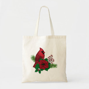 Red Cardinals on Christmas decoration Tote Bag
