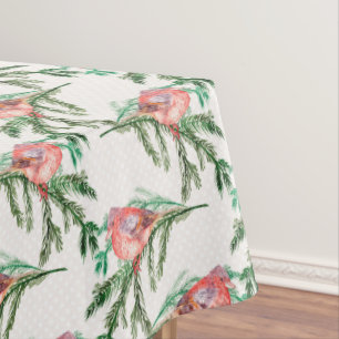 Red Cardinals on Green Branches Christmas Tablecloth