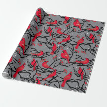 Red Cardinals Pattern Winter Woodland Christmas