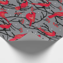 Red Cardinals Pattern Winter Woodland Christmas