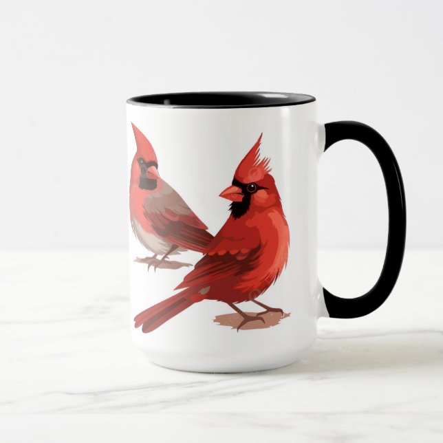 red cardinals Wall Clock Mug (Right)