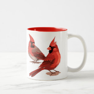 red cardinals Wall Clock Two-Tone Coffee Mug