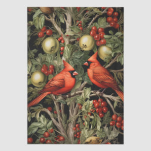 Red Cardinals & Winter Florals Decoupage  Tissue Paper