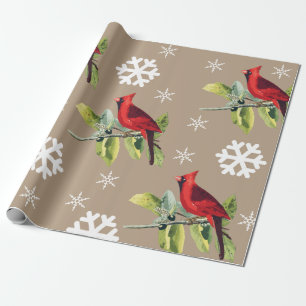 Red Cardinals Winter Snowflakes Wrapping Paper
