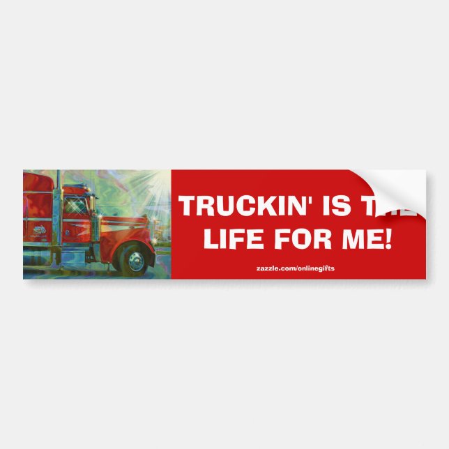 RED CARGO TRUCK BIG RIG TRUCKERS Bumper Sticker (Front)