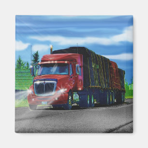 Red Cargo Truck Driver Gift Magnet