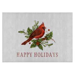 Red Carinal Holly Berries Mistletoe Christmas Cutting Board