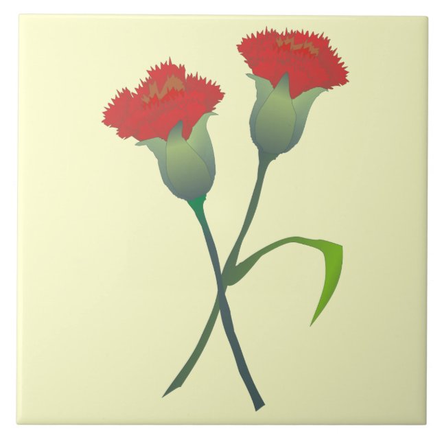 Red Carnation Buds Decorative Tile (Front)