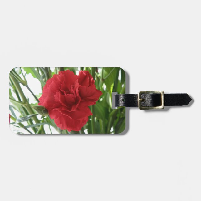 Red Carnation Custom Luggage Tag (Front Horizontal)