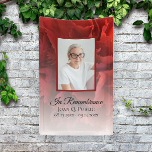 Red Carnation Floral Celebration of Life Funeral Banner