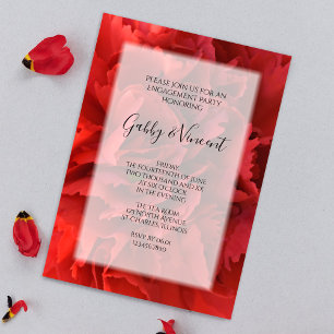 Red Carnation Floral Engagement Party Invitation