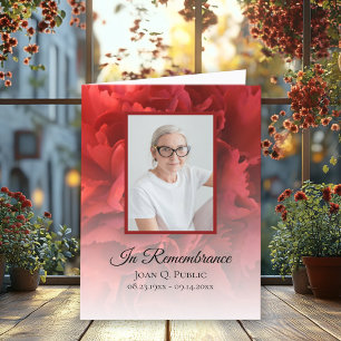 Red Carnation Floral Funeral Sympathy Thank You Card
