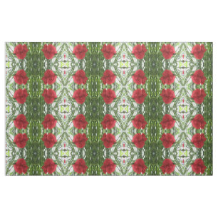 Red Carnation Floral Patterned Fabric