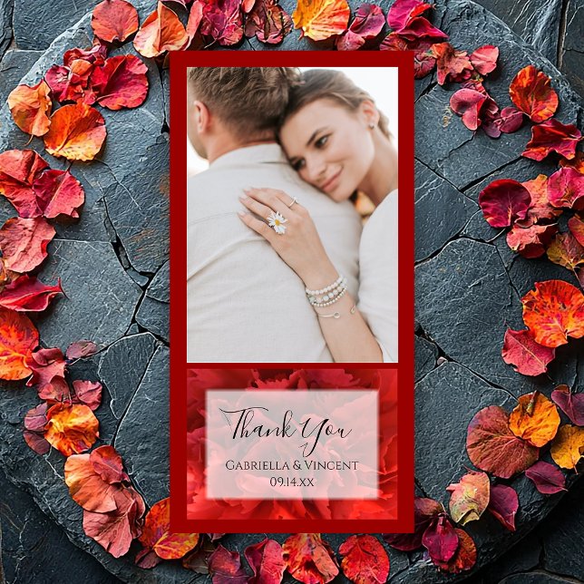 Red Carnation Floral Wedding Thank You Card (Creator Uploaded)
