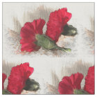 Red Carnation Flowers Fabric