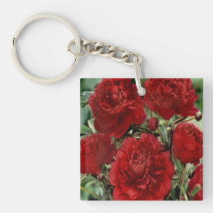 Red Carnation Flowers Key Chain