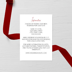 Red Carnation Minimalist Wedding Enclosure Card