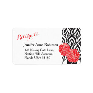 Red carnation modern luxe wedding address labels