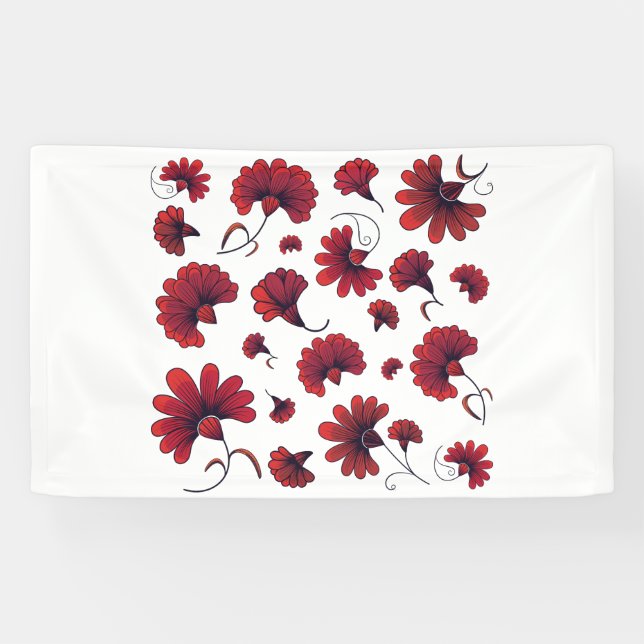 Red Carnation Vector Pattern Flower Banner (Horizontal)