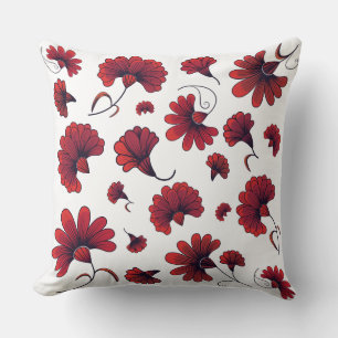 Red Carnation Vector Pattern Flower Cushion
