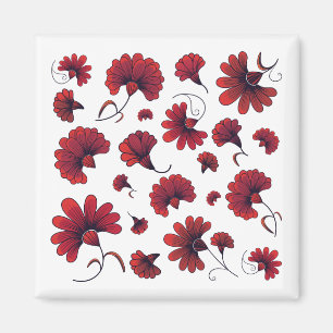 Red Carnation Vector Pattern Flower Magnet