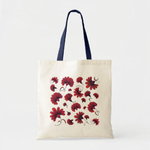 Red Carnation Vector Pattern Flower Tote Bag
