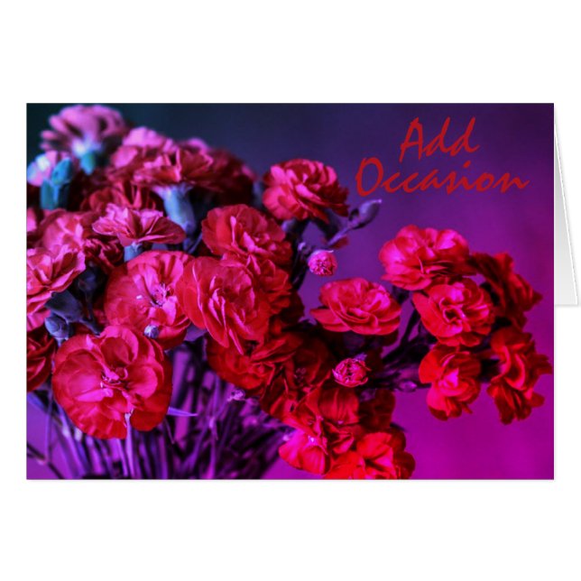 Red Carnations, Any Occasion Greeting Card (Front Horizontal)