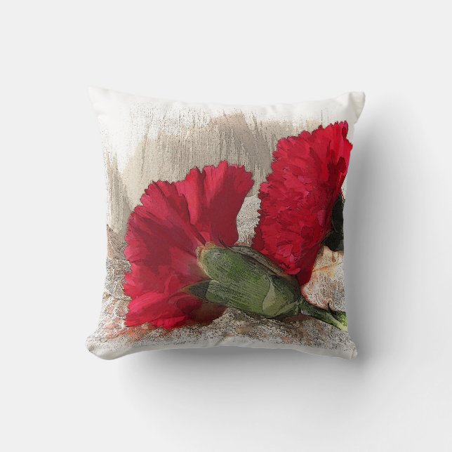 Red Carnations Cushion (Front)