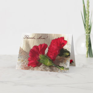 Red Carnations on Brocade Mother's Day Card
