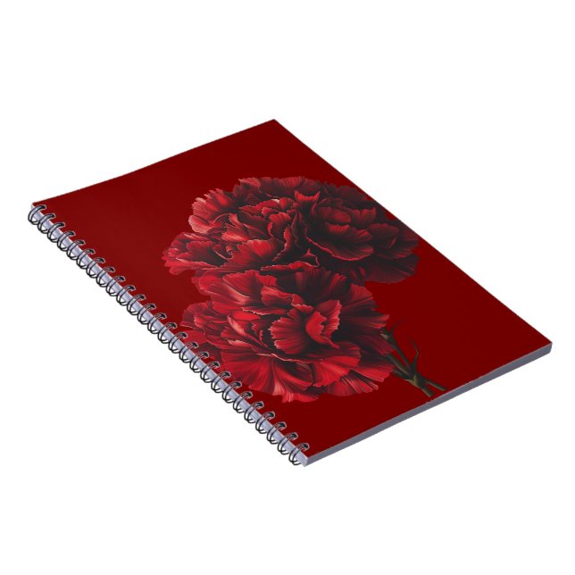 Red Carnations Spiral Photo Notebook (Right Side)