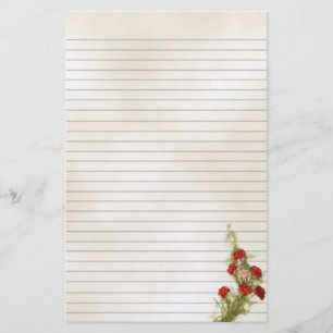 Red Carnations Vintage Illustration Stationery