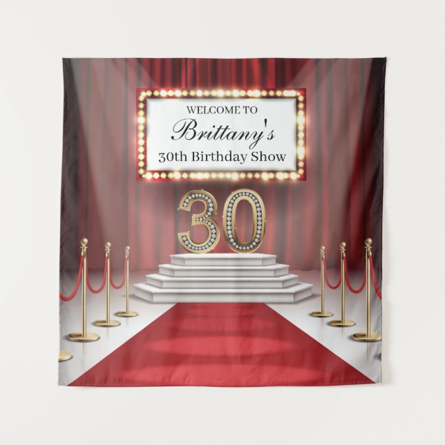Red Carpet 30th Birthday Show Backdrop banner Tapestry (Front)
