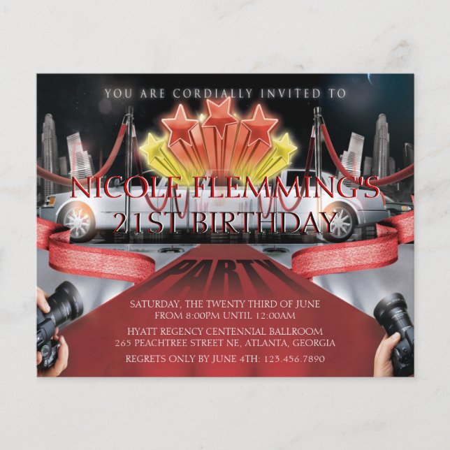 Red Carpet Birthday Invitation (Front)