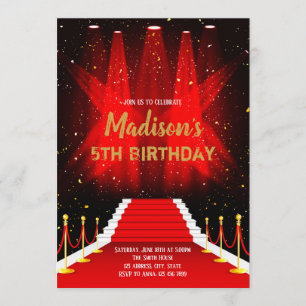 Red carpet birthday invitation
