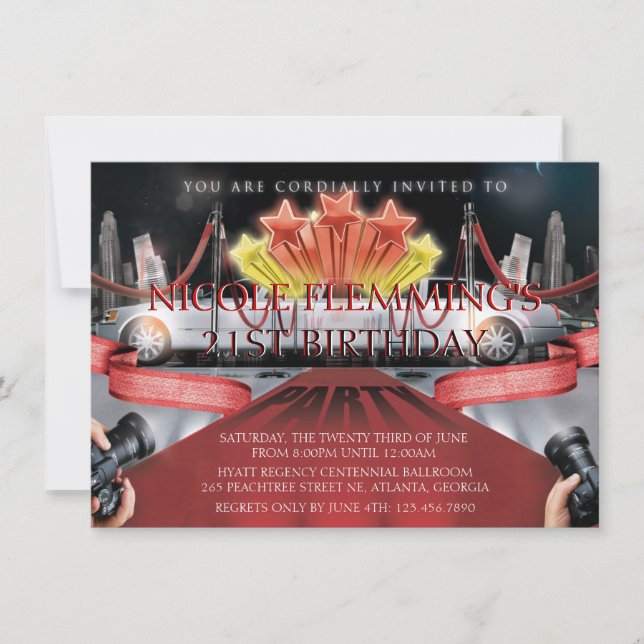Red Carpet Birthday Invitation (Front)