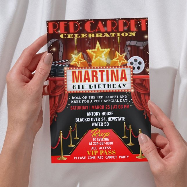 Red Carpet Birthday Party Invitation (Red Carpet Birthday Party Invitation )